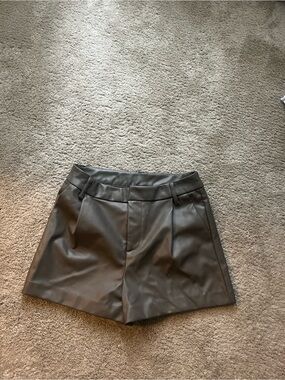 Ci Sono Faux Leather High-Waist Shorts - Charcoal